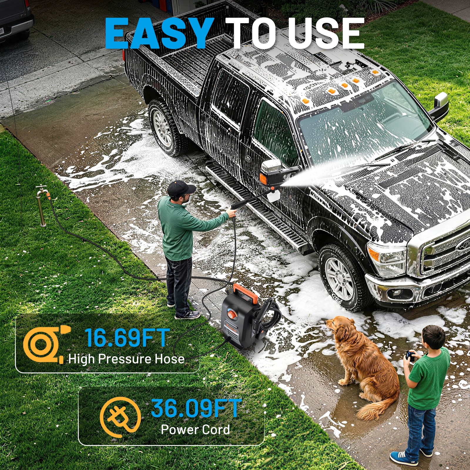 Heavy Duty 2-in-1 Pressure Washer & Steam Cleaner 3000 PSI 120V Electric