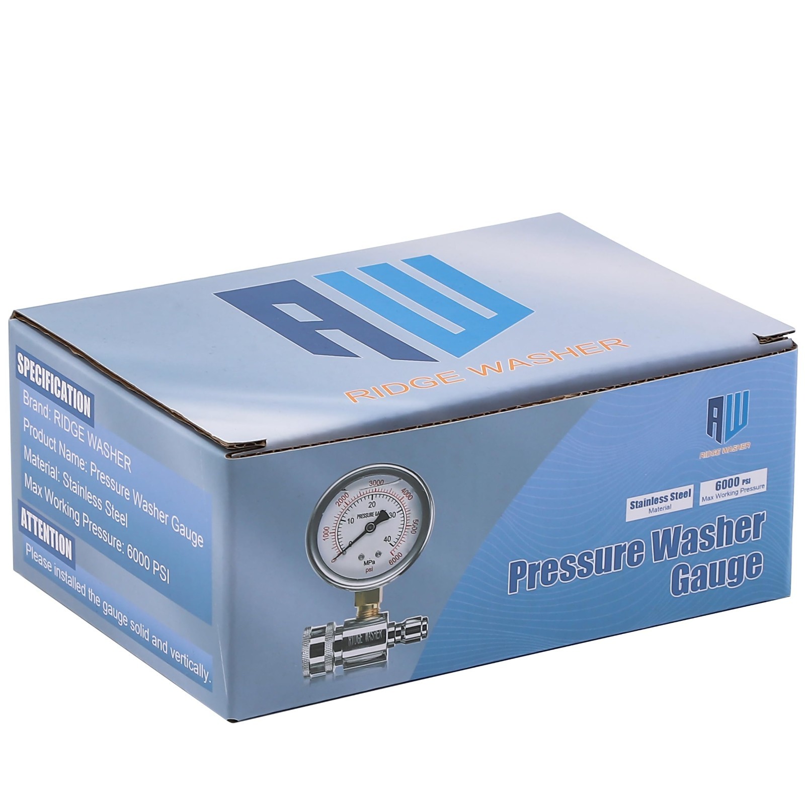 High-Pressure Washer Gauge 6000 PSI | 3/8” Quick Connect Socket & Plug