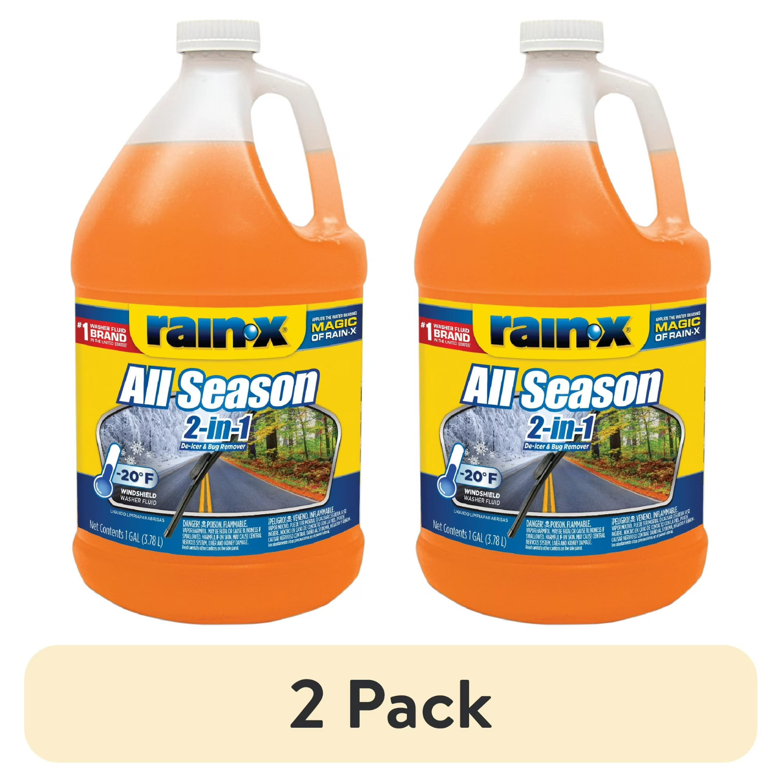 (2 pack) Rain-X -20F 2-In-1 All-Season Washer Fluid