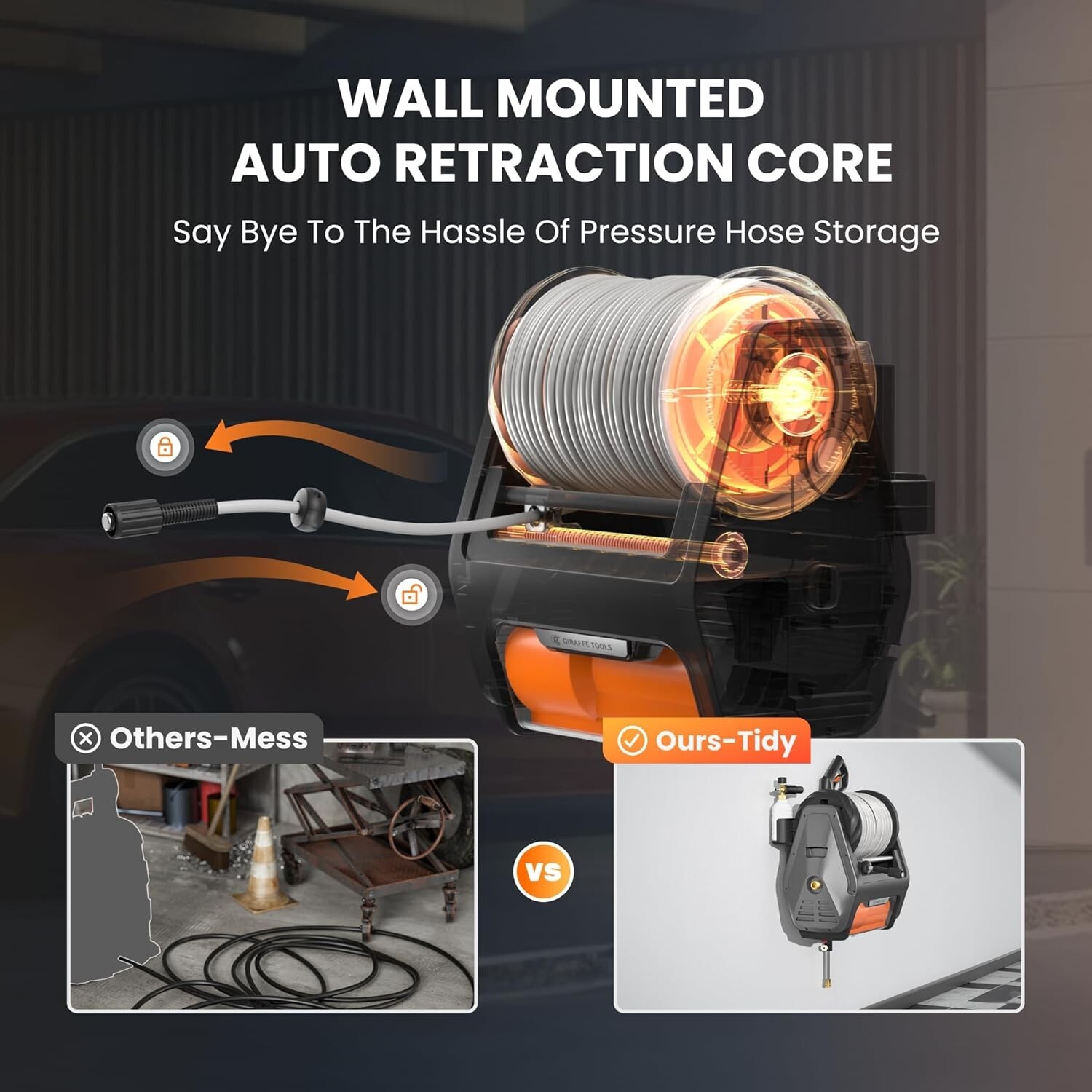 Giraffe Tools Grandfalls Pressure Power Washer Pro Wall Mount Max 3700PSI 1.6GPM