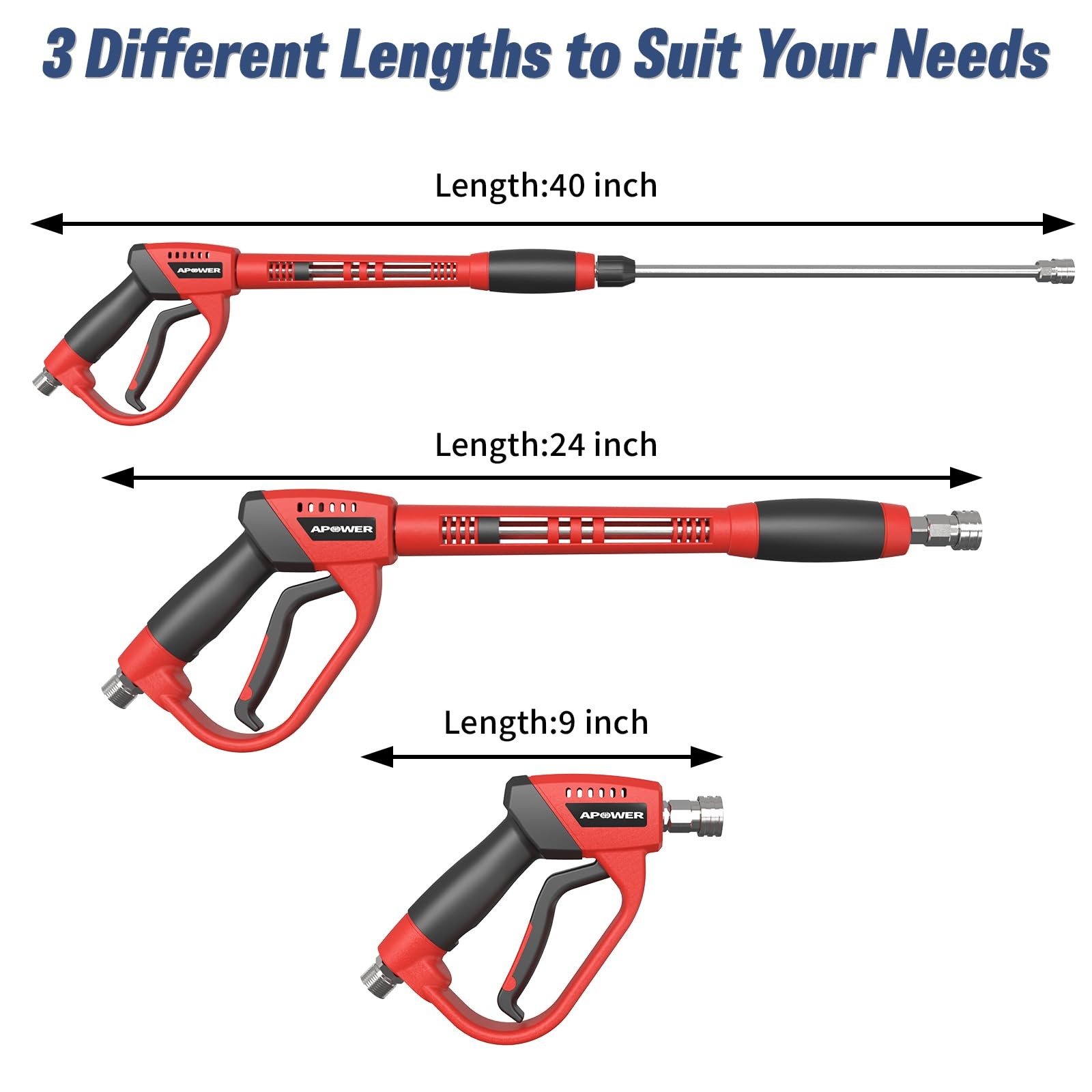 Pressure Washer Gun, with Replacement Wand Extension, 40 Inch Power Washer Lo…