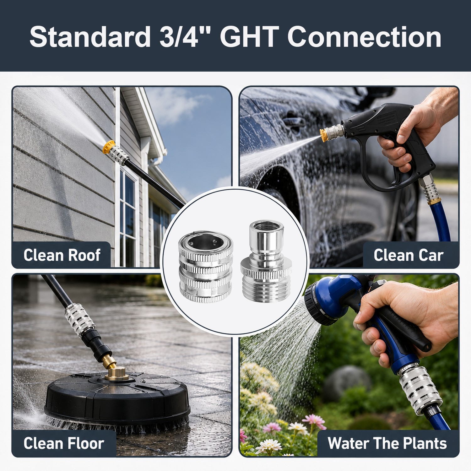 4Pc Pressure Washer Adapter Set Quick Disconnect Kit M22 Swivel to 3/8” Connect