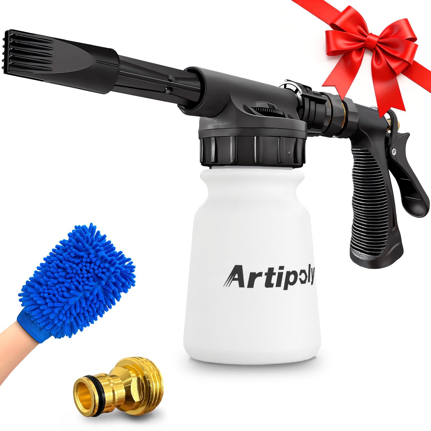 Car Wash Foam Gun + Microfiber Wash Mitt – Car Foam Sprayer – Foam Cannon for…