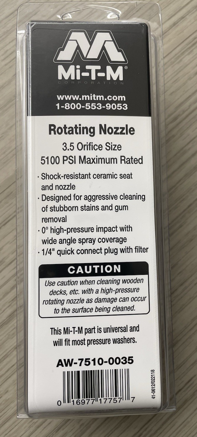 NIB Mi-T-M 3.5 Rotating Pressure Washer Nozzle AW-7510-0035 50 Available In USA