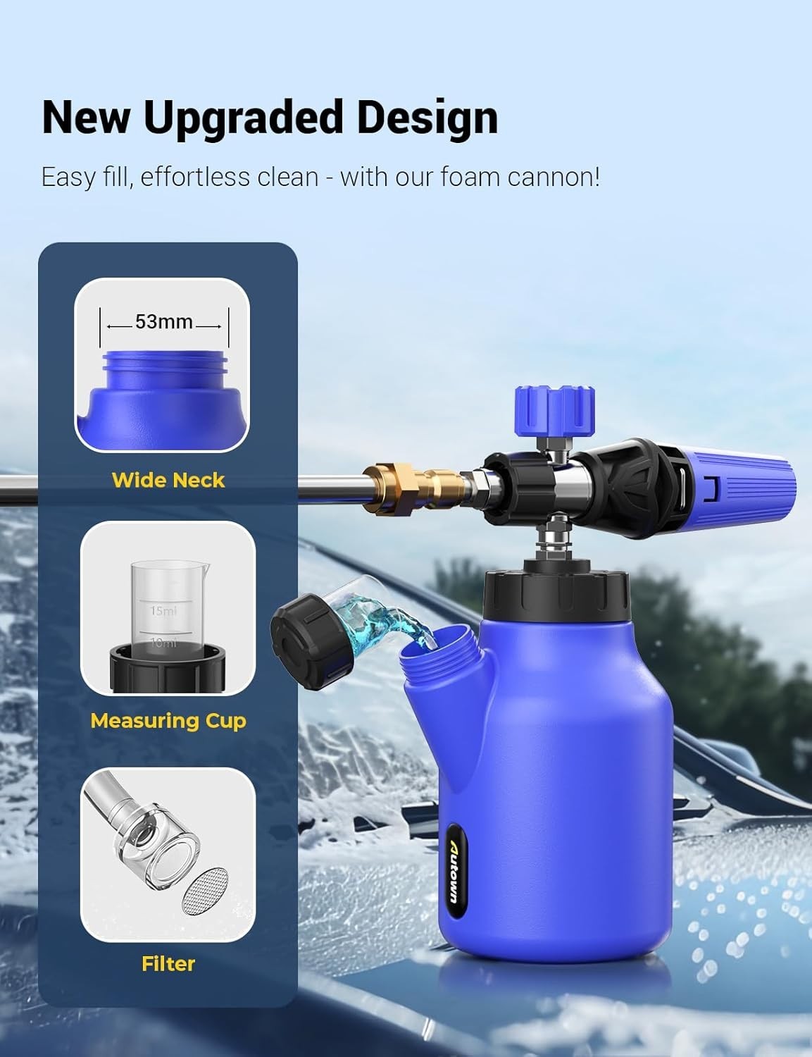 Foam Cannon with Adjustable Nozzle & 1L Capacity for Superior Car Wash