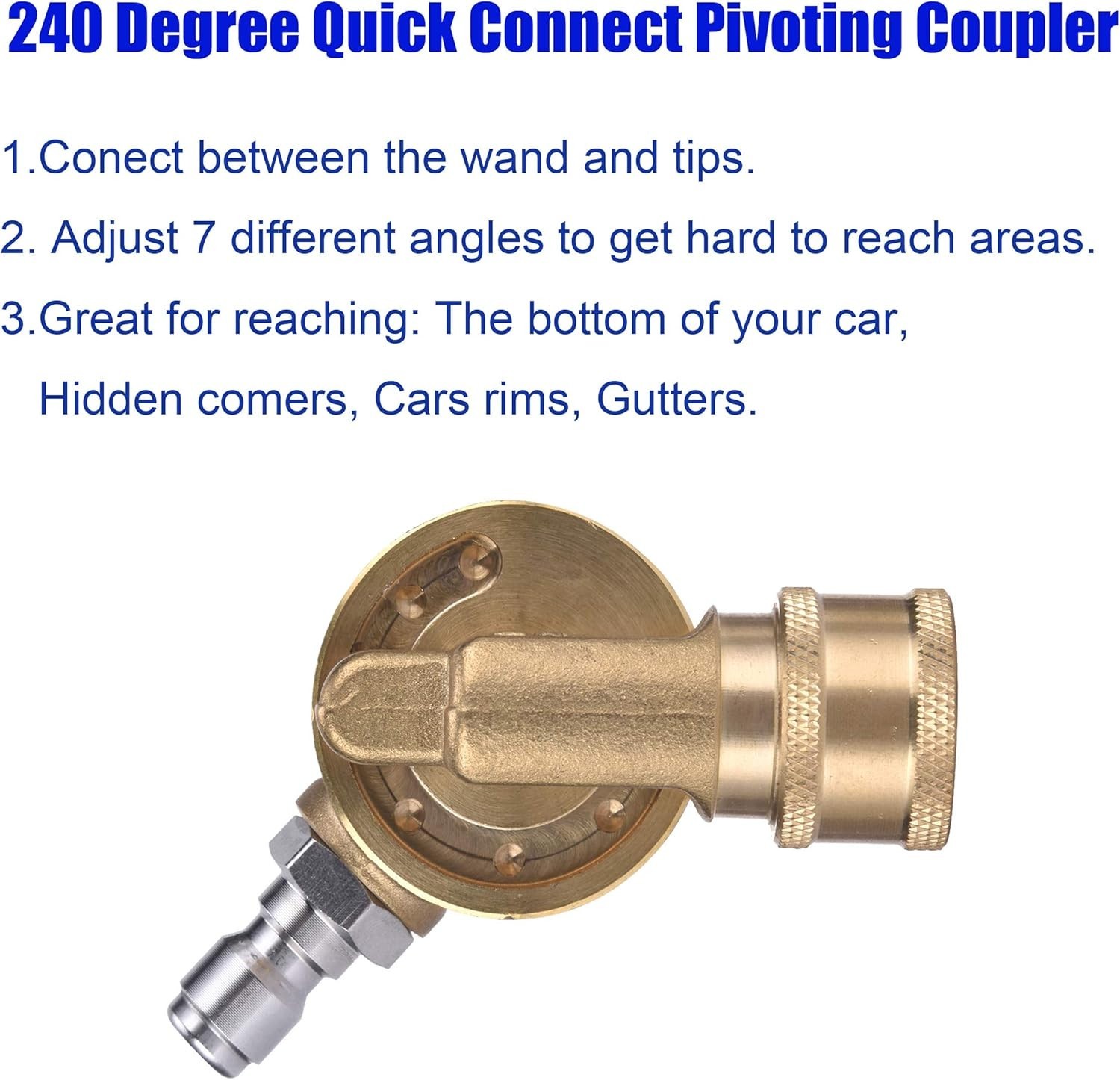 Gutter Cleaner Attachment with 240° Pivot Coupler for Pressure Washers