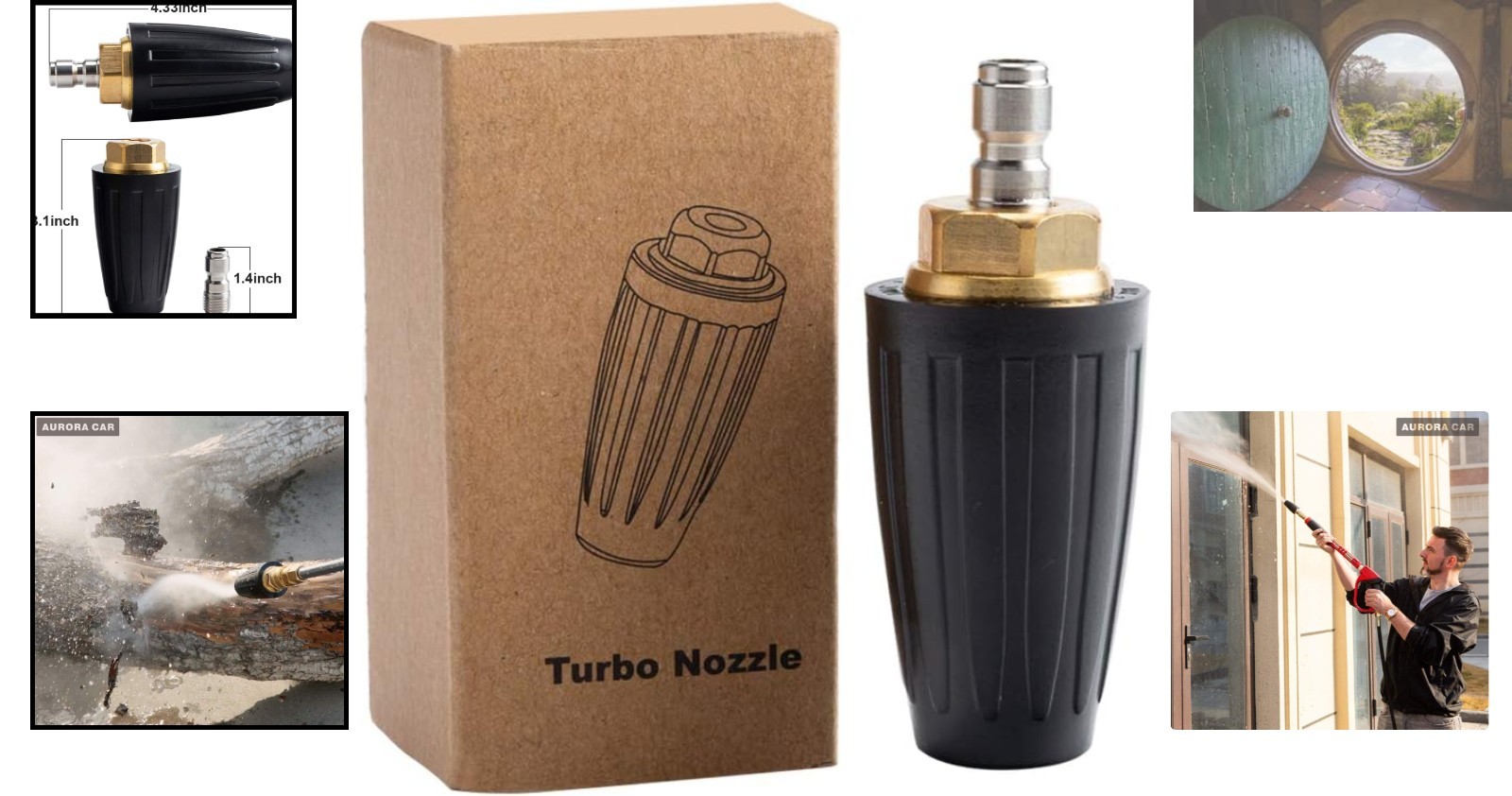 1/4” Quick Connect Turbo Nozzle, 4000 PSI, Rustproof for High Pressure Cleaners