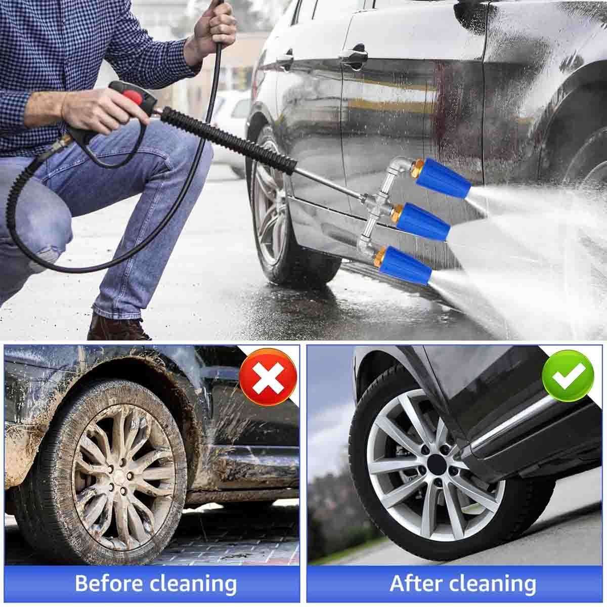 3 in 1 4000 PSI Multi Head Tip Wash Attachments 360° Rotating Spray Tips