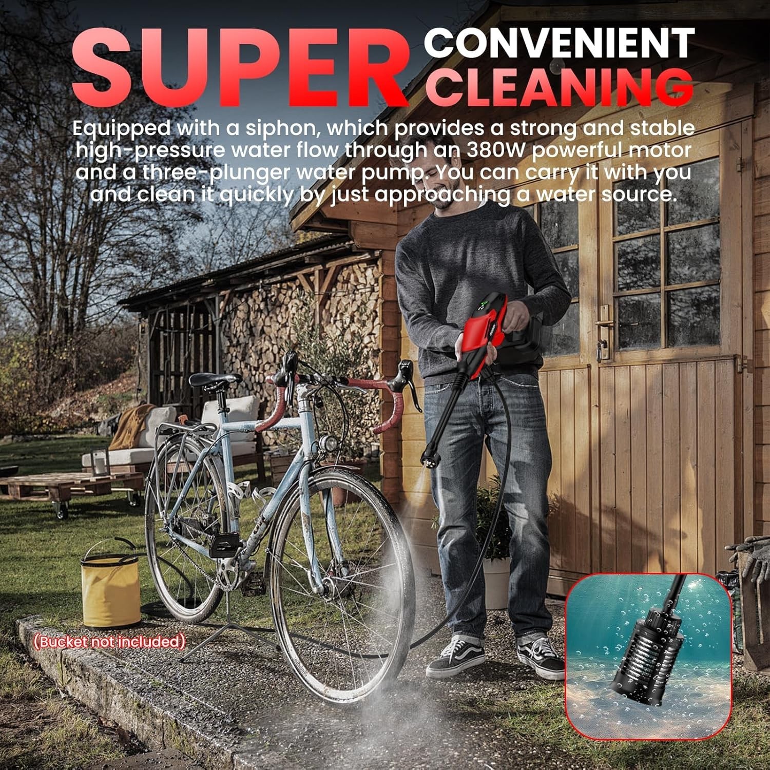 Cordless Pressure Washer for Milwaukee 18V Battery, 800 PSI Portable Handheld Po