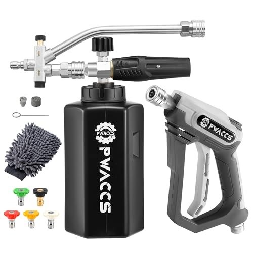 Pressure Washer Foam Gun Kit – Dual Connector, 4000 PSI, 1.5L Foam Cannon, Car W