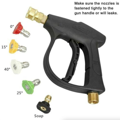 1/4″ High Pressure Washer Gun 4000 PSI Car Wash Foam Spray Short Wand w/ Nozzle