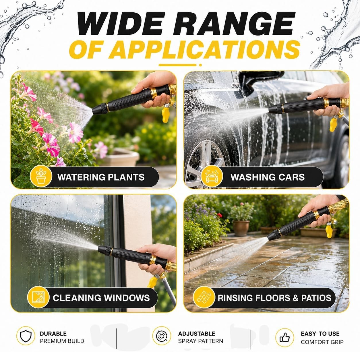 High Pressure Car Wash Water Gun Spray Nozzle Portable Washer for Auto Garden US