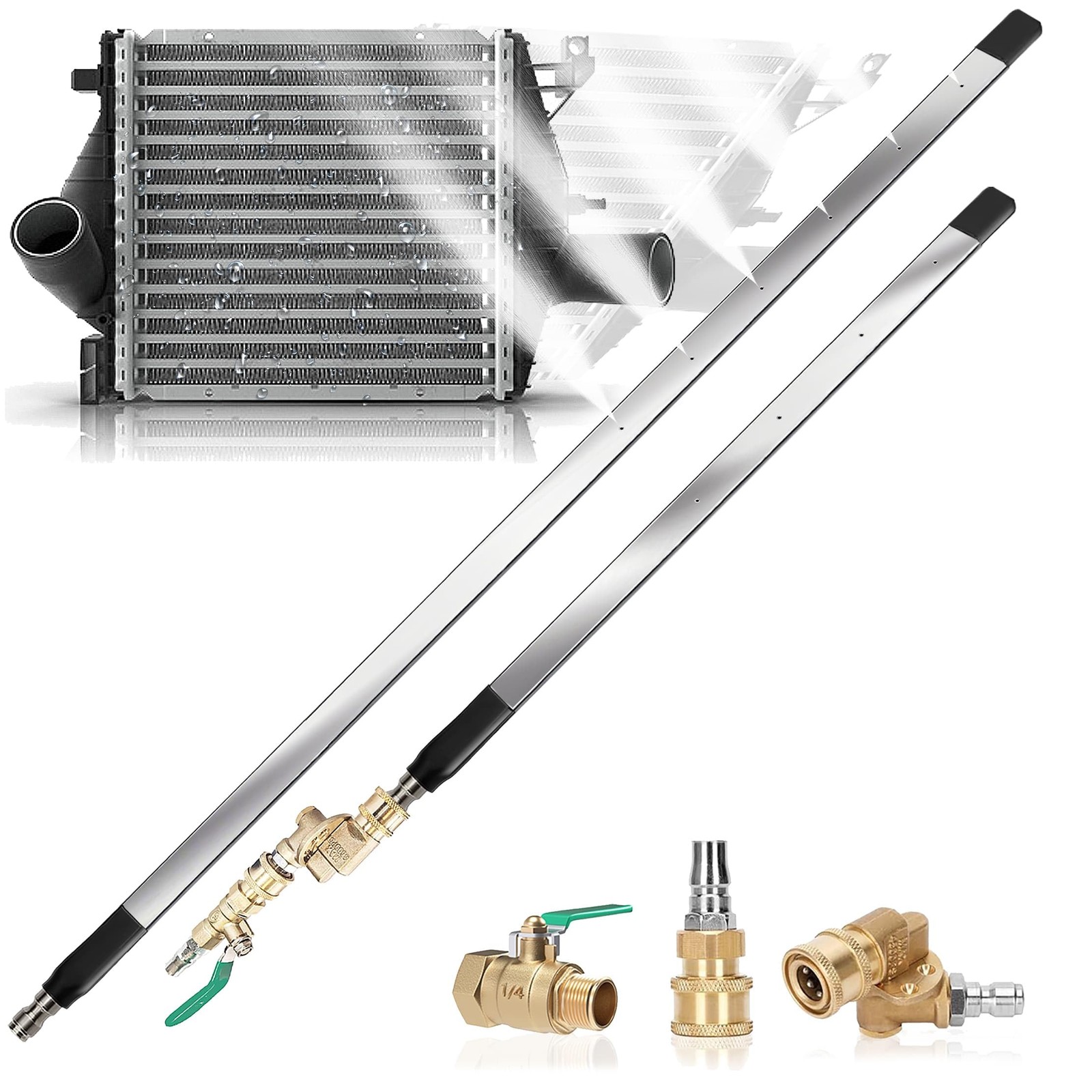 47″ & 24″ Radiator Cleaning Wand 2-Piece Set, 4500 PSI Stainless Steel Dual W…