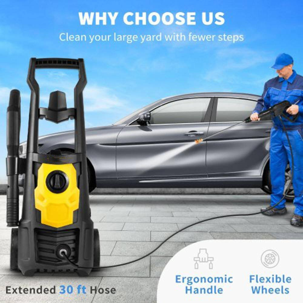 Electric Power Washer 2000 PSI and 1.65 GPM W/ 30Ft Hose, 5 Nozzles, Foam Cannon