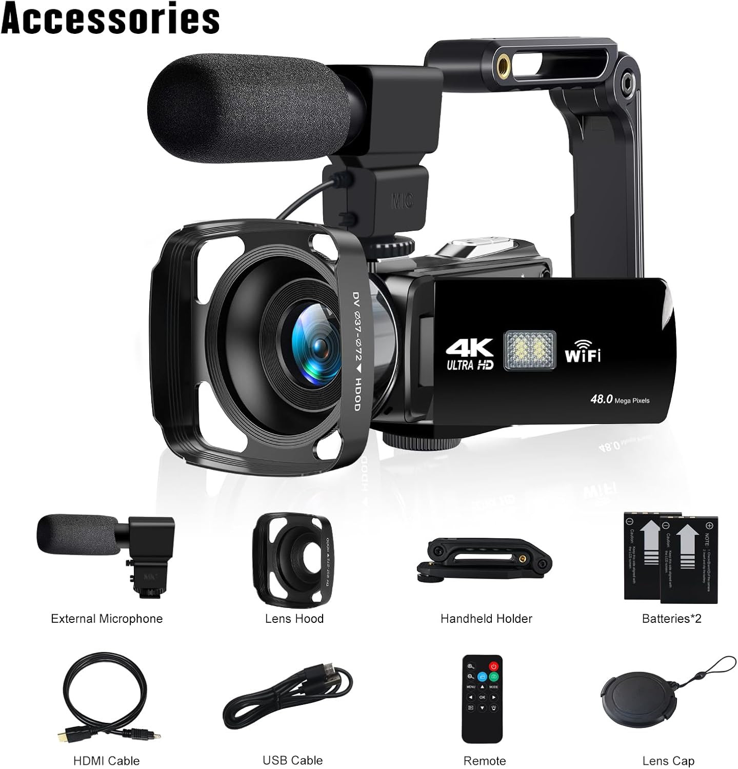 Camcorder Video Camera 4K 48MP HD Camera Recorder, 18X Digital Zoo 3″ Touch Scre