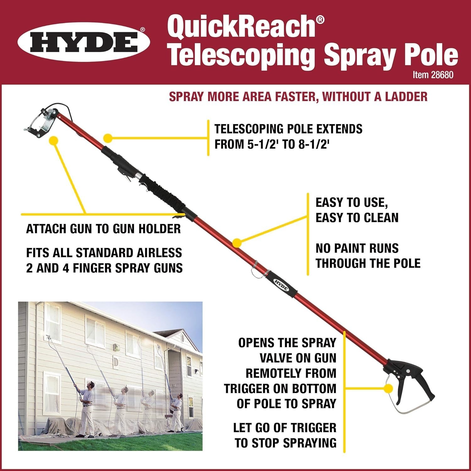Effortless Painting with QuickReach Telescoping Pole, Extends up to 8-1/2 Feet