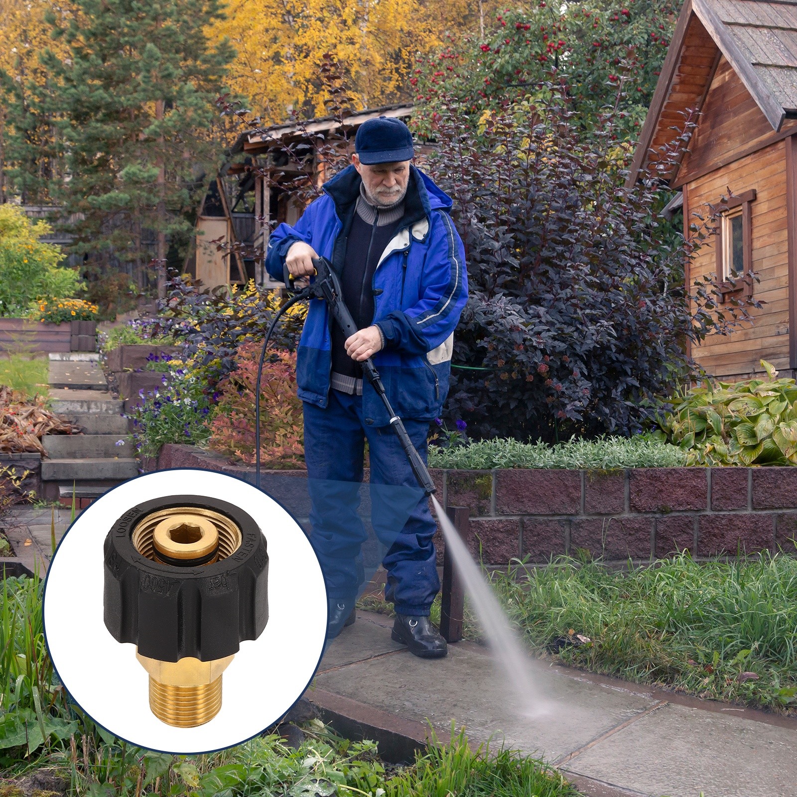 Pressure Washer Adapter M22 14mm Female to G3/8″ Male Brass Fittings