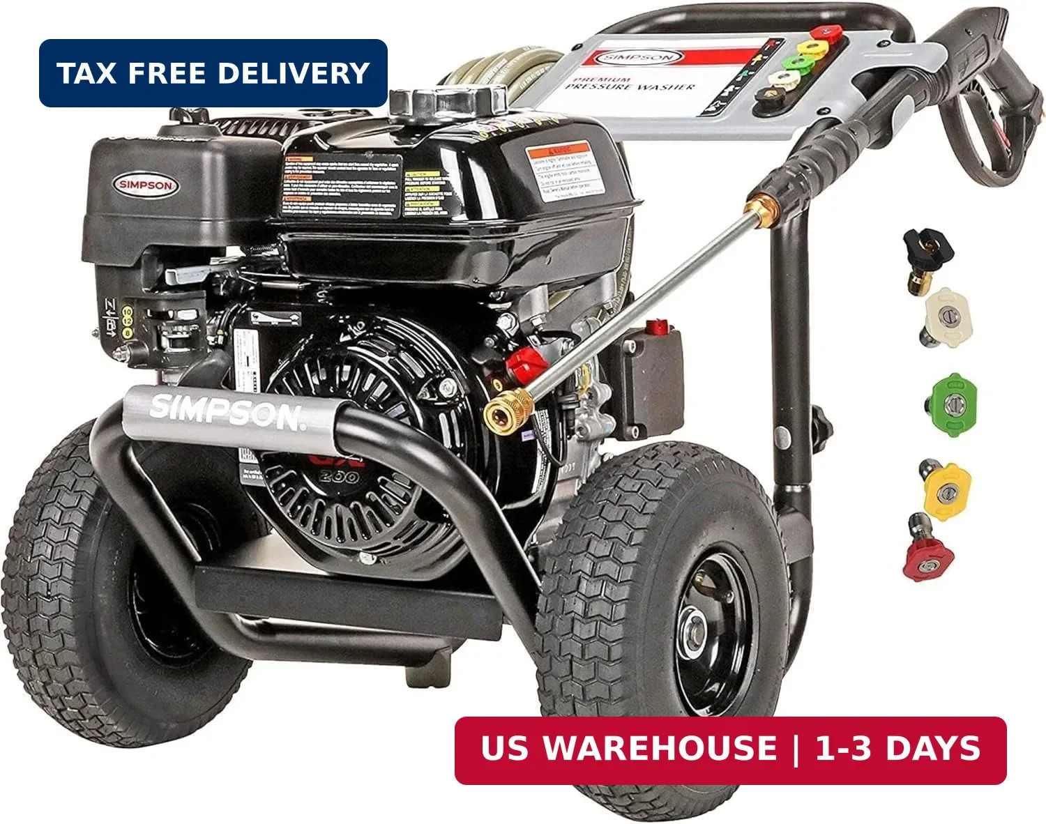 SIMPSON Cleaning PS3228 PowerShot 3300 PSI Gas Pressure Washer, 2.5 GPM, Honda G