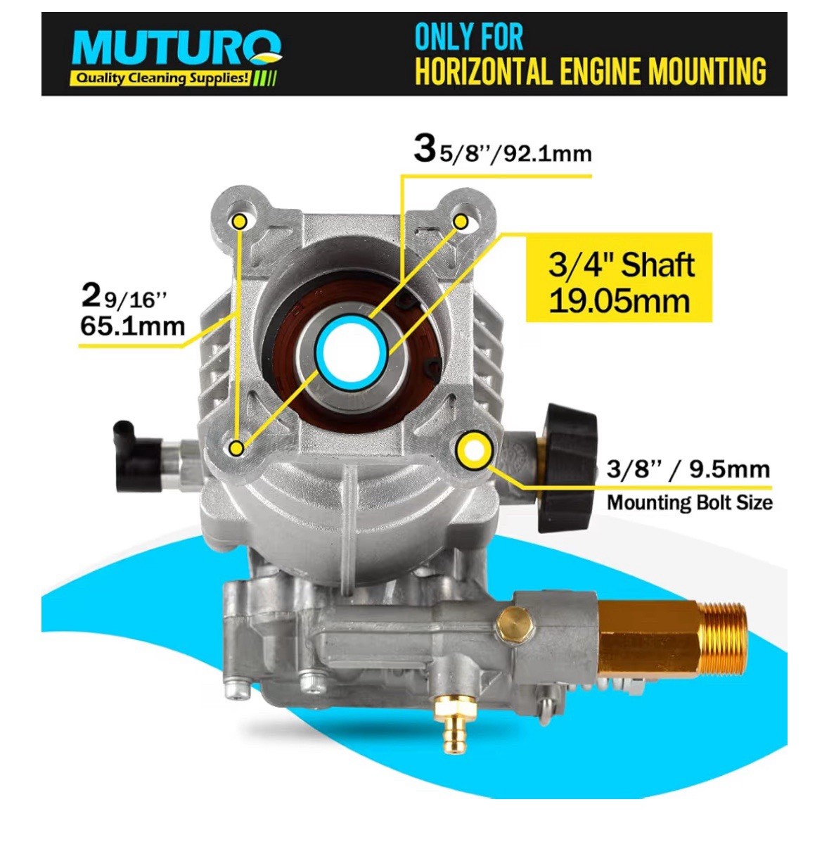 3/4″ Horizontal Pressure Washer Pump 2600-3200PSI 2.5GPM for Honda Ryobi