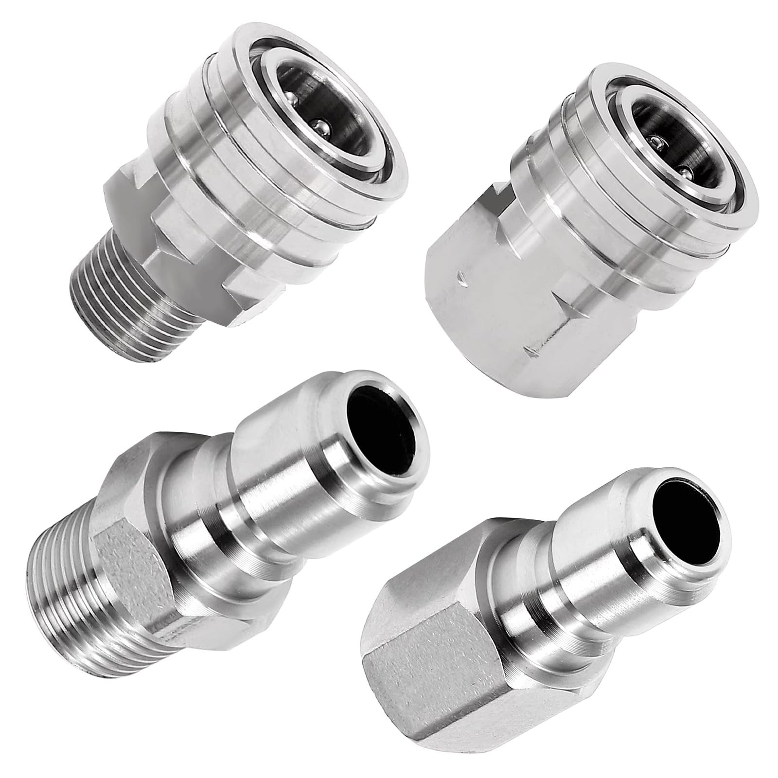 4 Pack 1/4 Pressure Washer Quick Connect Fittings, 5000PSI, Steel, F, M
