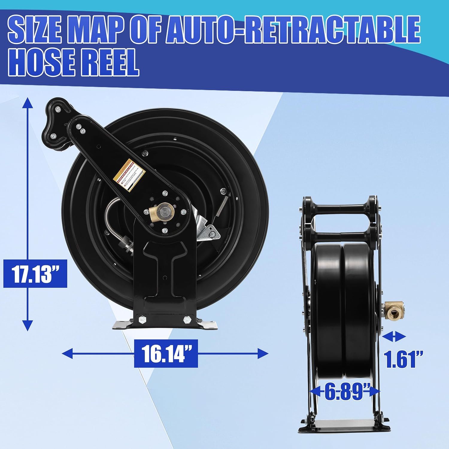 High Pressure Washer Hose Reel for Water/Air/Oil, 50 FT X 3/8″ or 100 FT X 1/4″