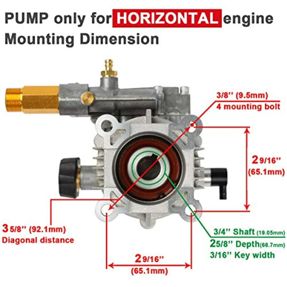 2900 PSI Power Washer Pump For Karcher Generac Homelite Horizontal 3/4″ Shaft
