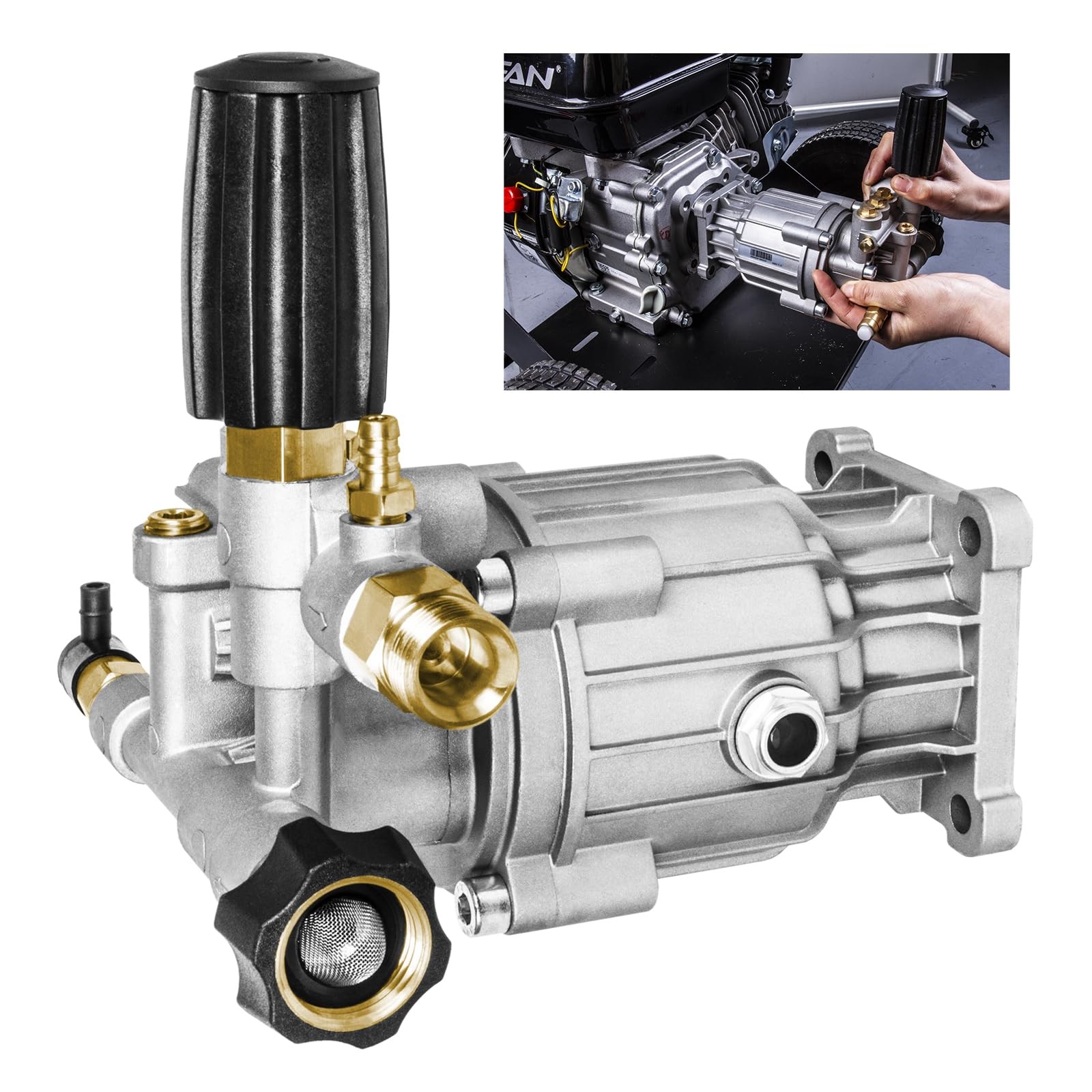 Pressure Washer Pump 3/4 Inch Shaft 3400PSI 2.5GPM Horizontal Replacement For Ga