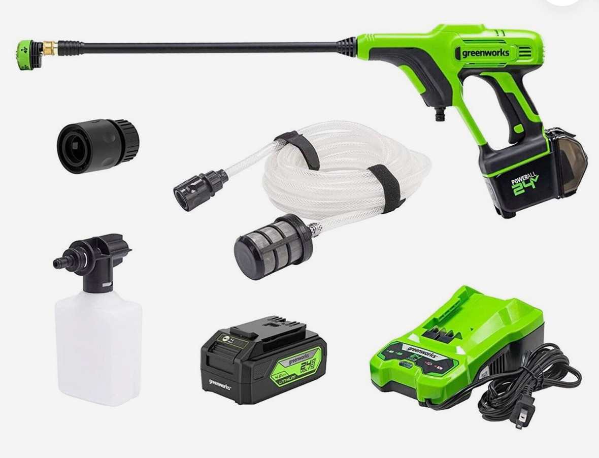 Greenworks 24V 600 PSI Battery Pressure Washer, w/ 4Ah USB Battery and Charger