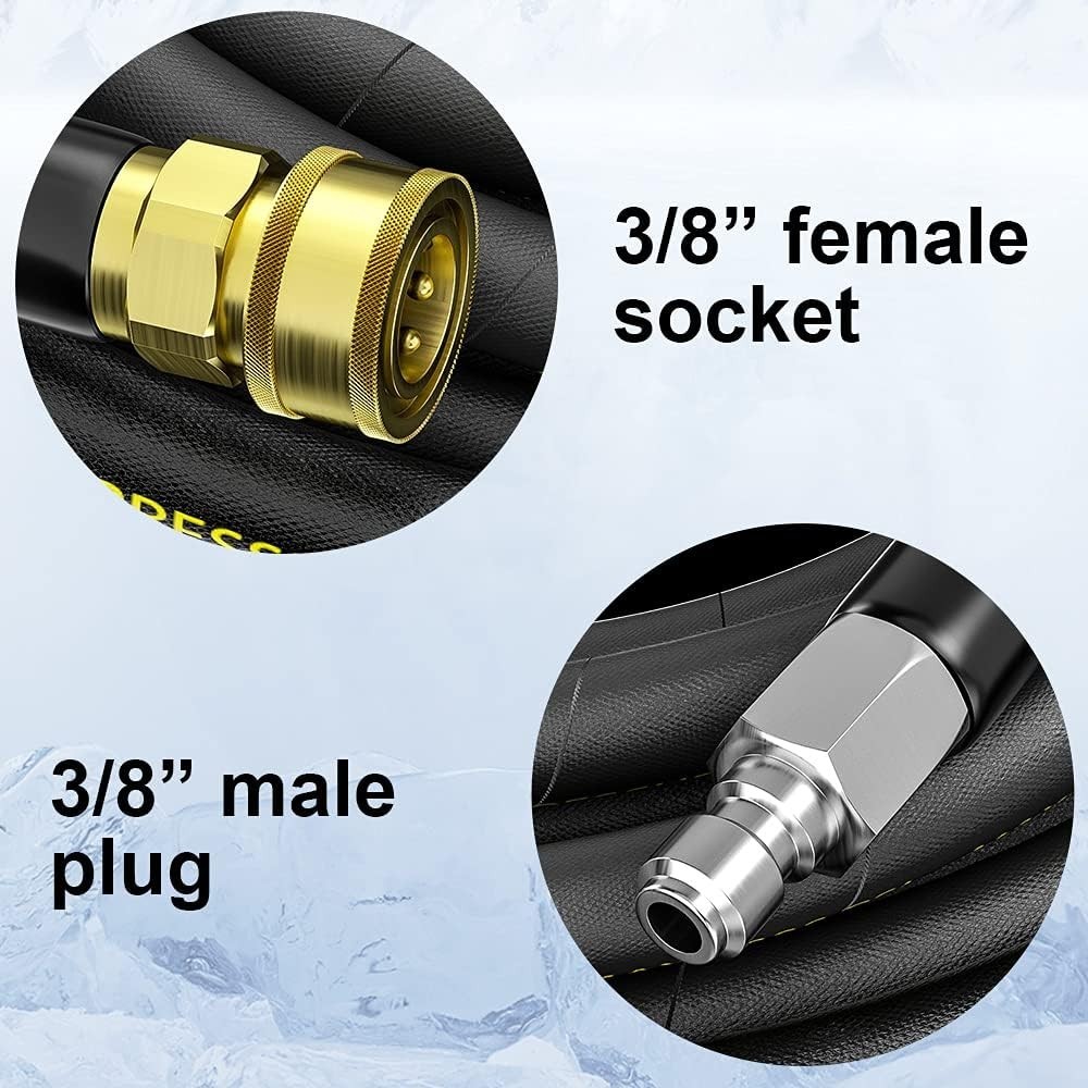 Lightweight 100FT Power Washer Hose, 3/8” Quick Connect, Compatible with M22