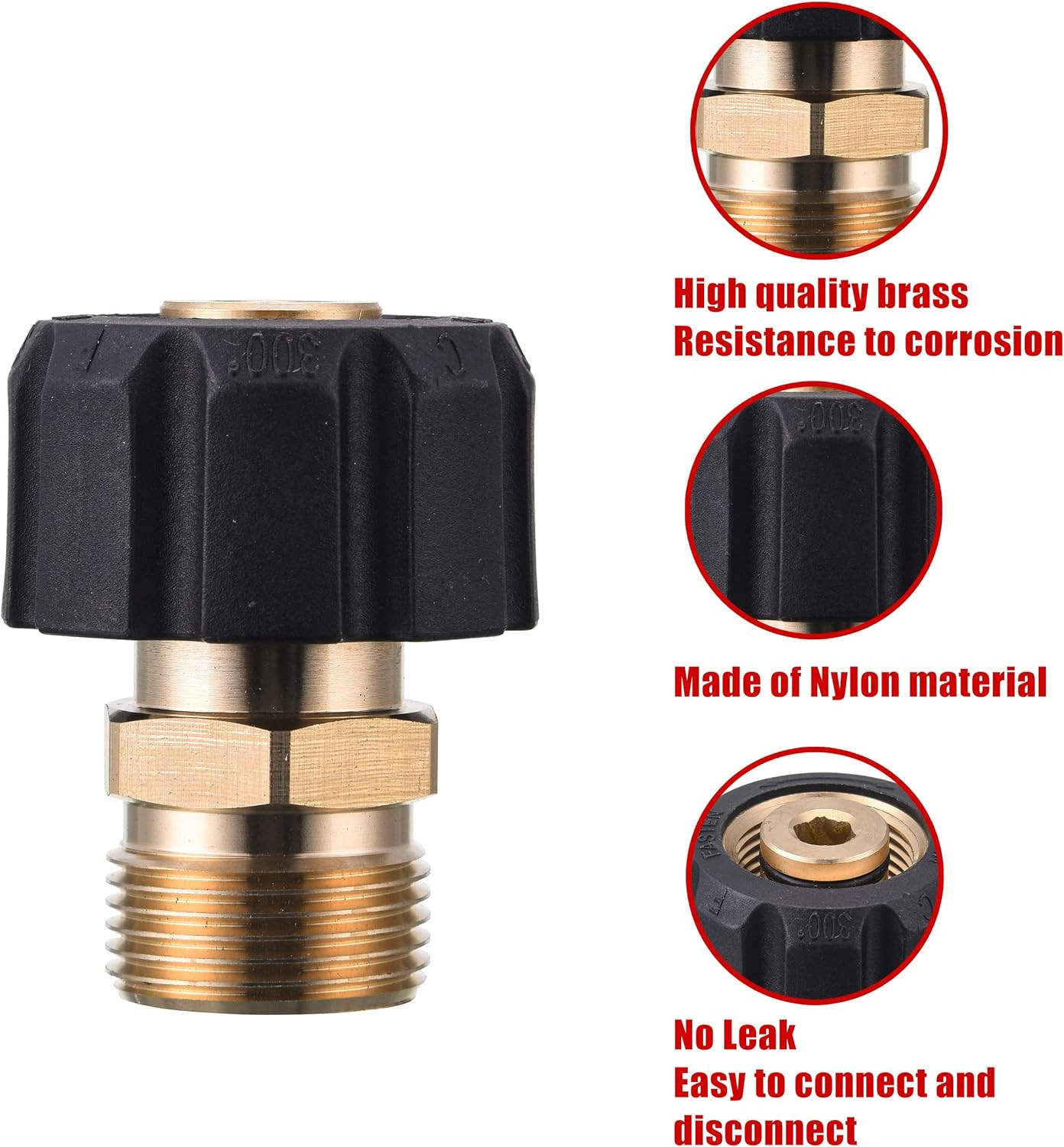 Pressure Washer Adapter, M22 15Mm Female to M22 14Mm Male Fitting, Power Washer