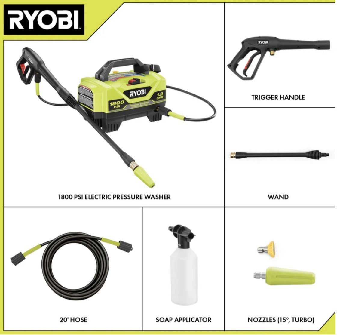 💥NEW SEALED💥RYOBI RY141802 1800PSI 1.2GPM COLD WATER ELECTRIC PRESSURE WASHER!