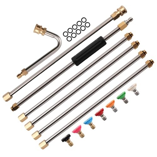 Pressure Washer Extension Wand for Gutter Cleaning With 7 Spray Nozzle Tips,