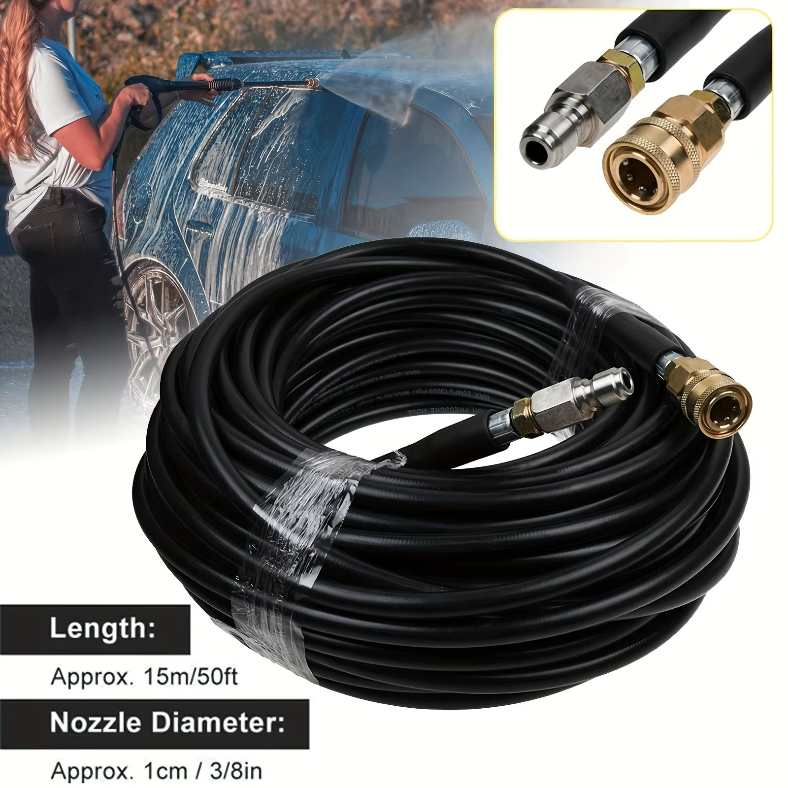 20 M Pressure Washer Hose 3/8 Quick Connection High Pressure Water Cleaning Hose