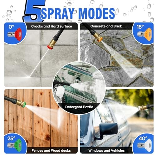 BLUE – LWQ PRESSURE WASHER POWER WASHER 4 QUICK CONNECT NOZZLES 1 FOAM CANNON