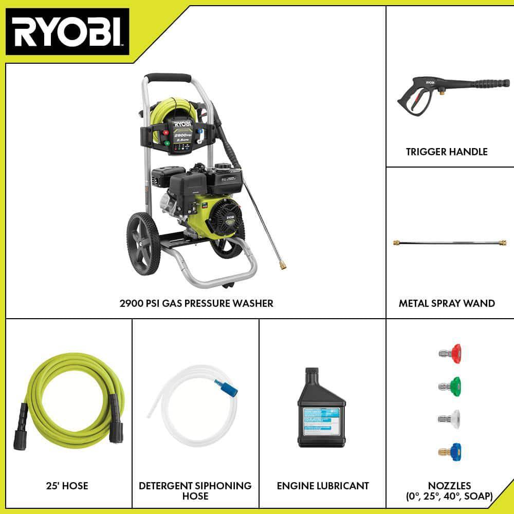 Gas Pressure Washer 2900 PSI 2.5 GPM Cold Water 212cc Engine 4 Connect Nozzles