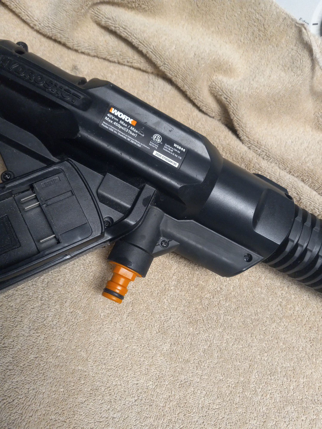 WORX HydroShot 40V Cordless Power Cleaner (WG644) With Hose NO BATTERIES