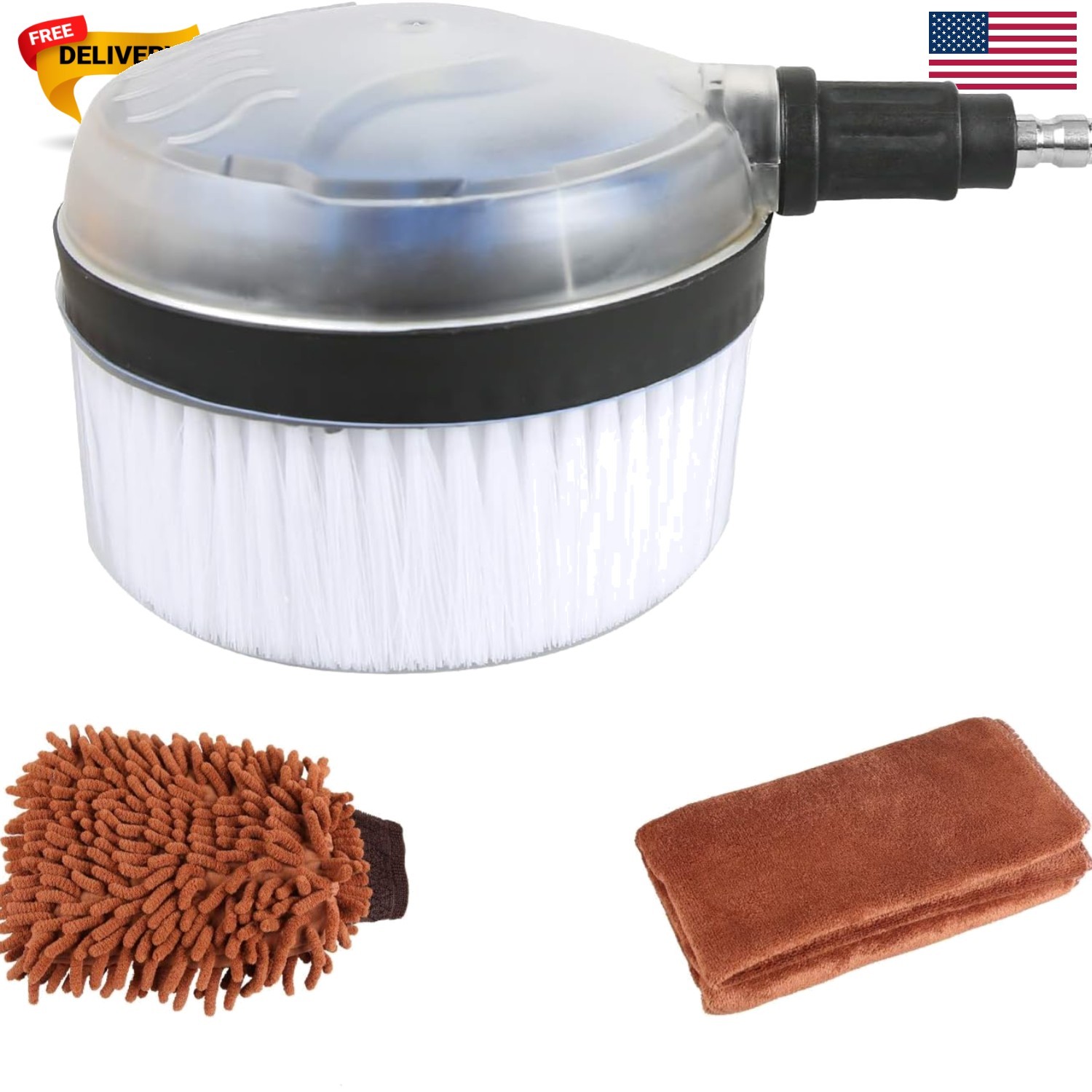 Deluxe Car Wash Rotary Brush Kit, 1/4 Inch Quick Connect High Pressure Washer…