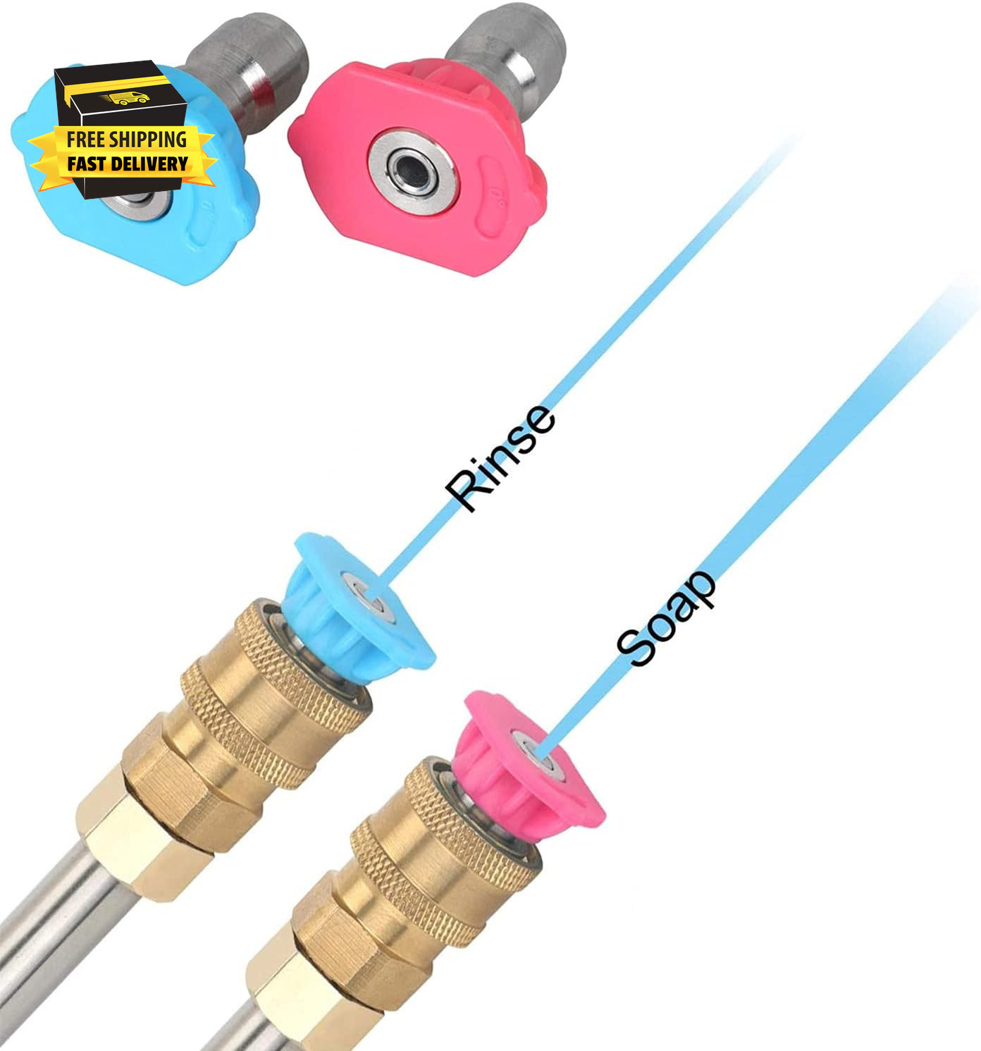 7 Pack Pressure Washer Spray Nozzle Tips Multiple Degrees, 14Inch Quick Connect,