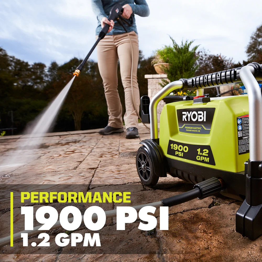 RYOBI 1900 PSI 1.2 GPM Cold Water Wheeled Corded Electric Pressure Washer