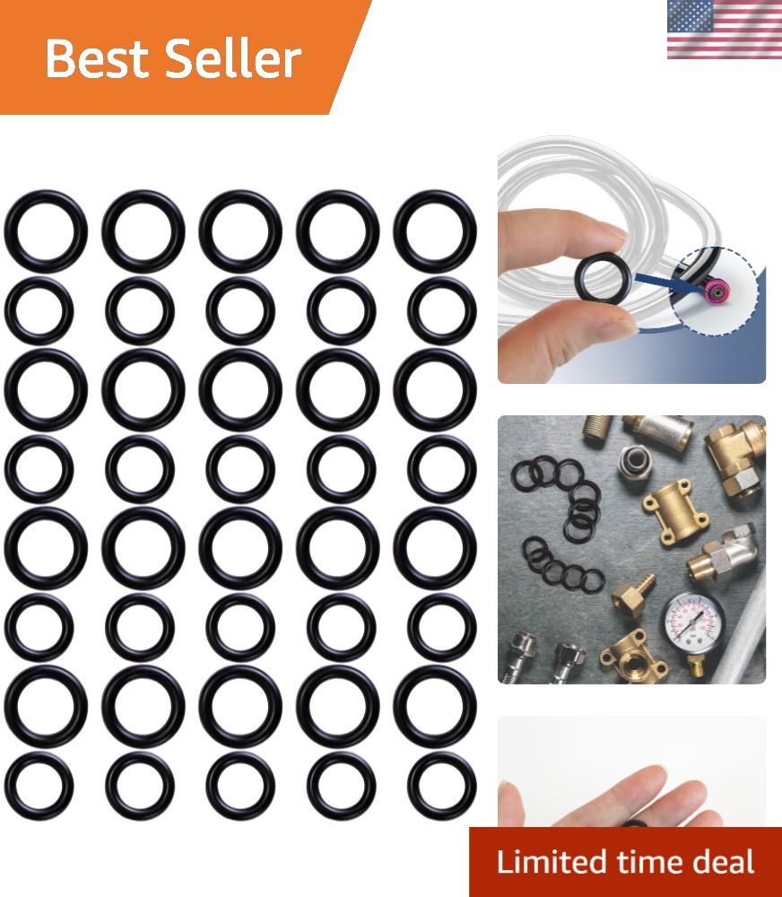 Versatile Pressure Washer O-Rings Set – 40 Durable Rubber Rings 1/4″ & 3/8″