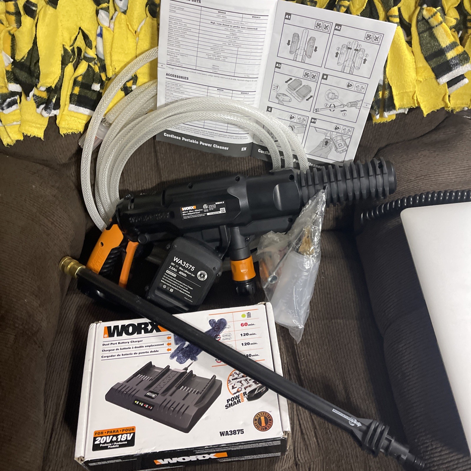 Worx Power Share Hydroshot 450 Psi 0.9 Gpm Battery Powered Cold Water Pressure