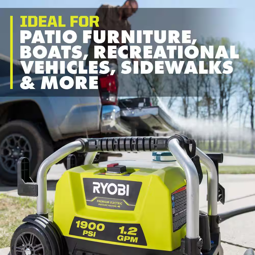 1900 PSI 1.2 GPM Cold Water Wheeled Electric Pressure Washer with 12 In. Surface