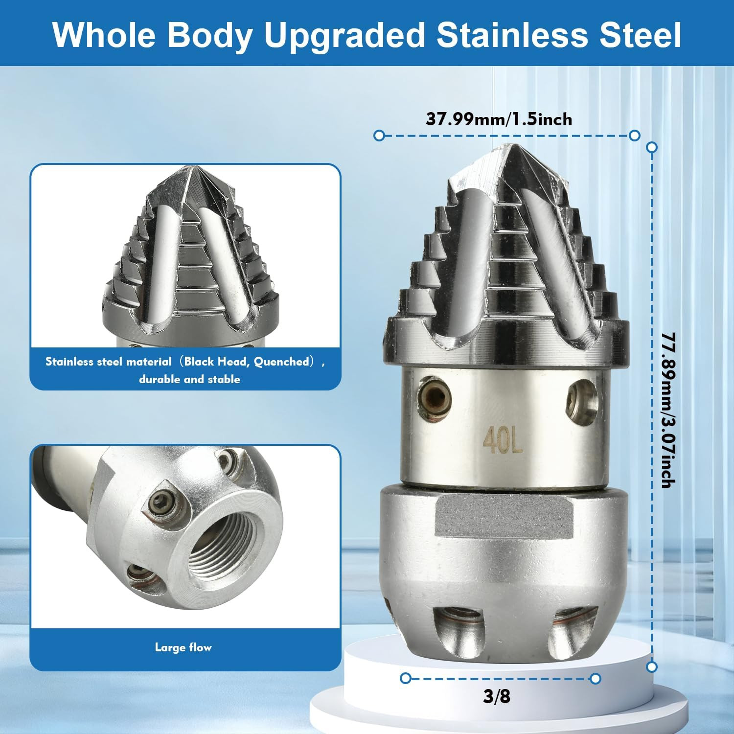 Z1UTOMORO Sewer Jetter for Pressurewasher – 3/8″ NPT Mushroom Nozzle | Compatibl