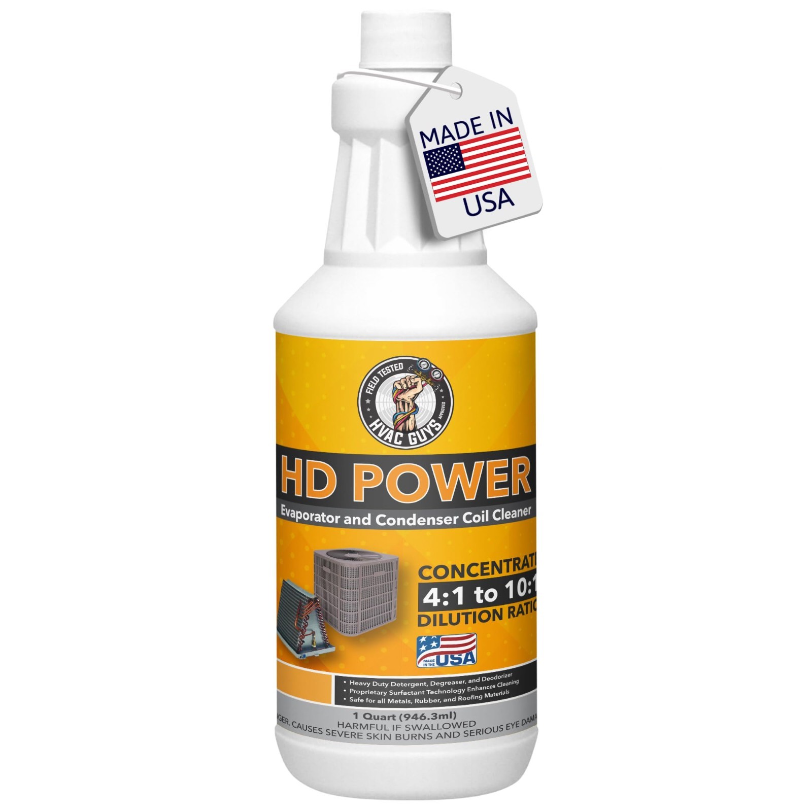 Powerful AC Coil Cleaner for Condensers & Evaporators | No Rinse, 1 Quart, 4:1 t