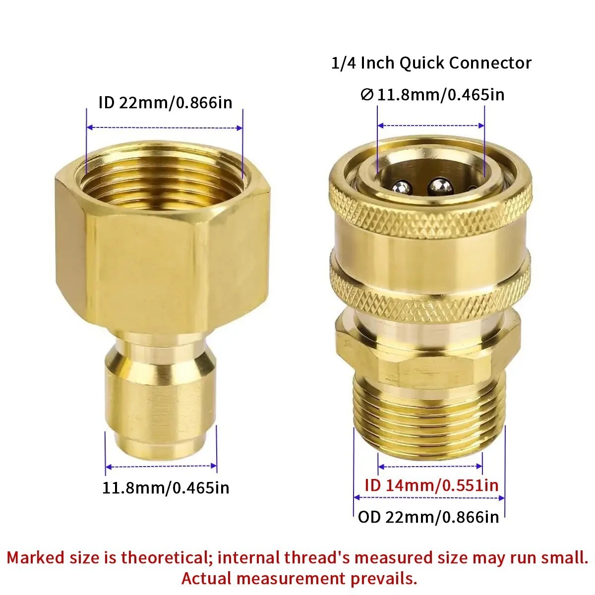 1/4 Quick Connect M22 Adapter Pressure Washer Car Wash Hose Fitting