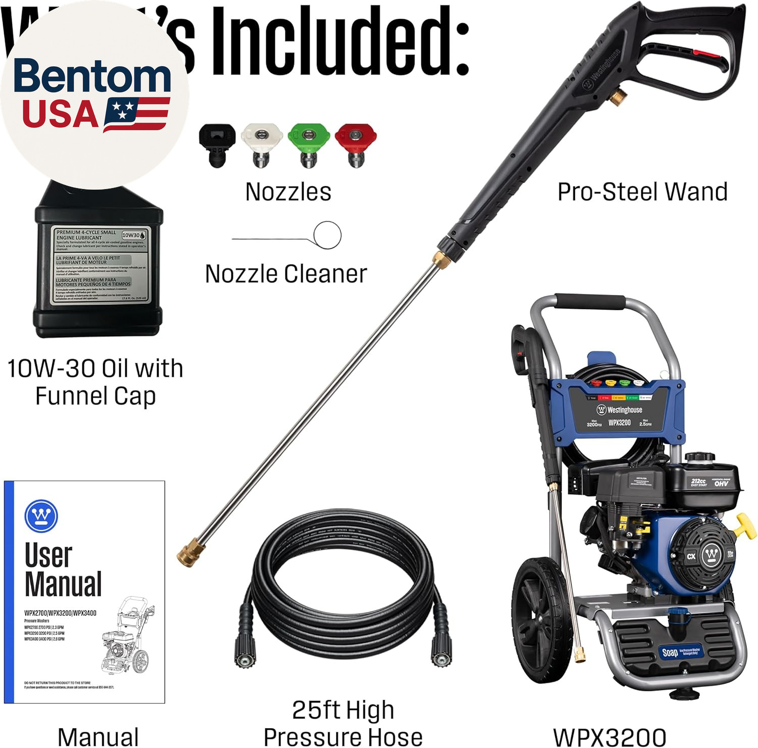 WPX3200 Gas Pressure Washer, 3200 PSI and 2.5 GPM, Onboard Soap Tank, Spray Gun