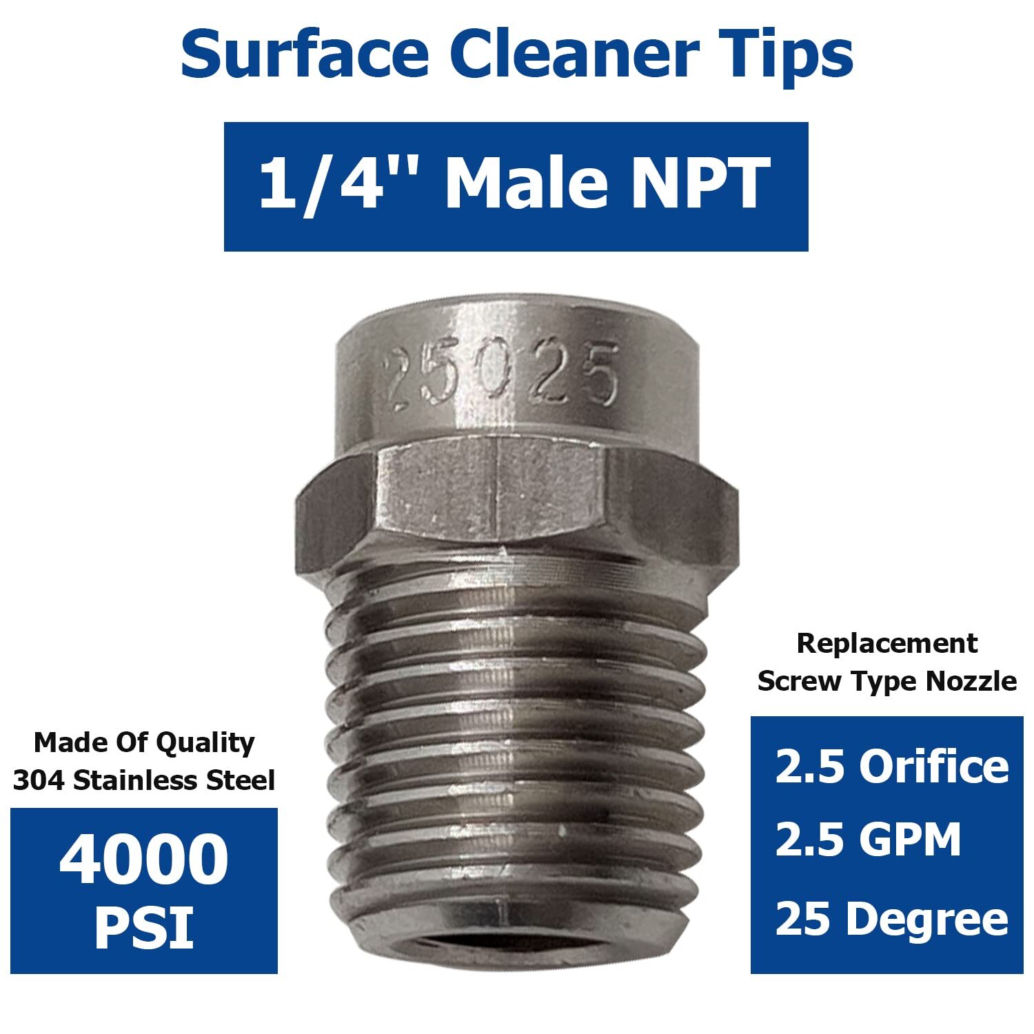25025 Surface Cleaner Tips for Pressure Washer Nozzles with 2.5 Orifice 4000 …