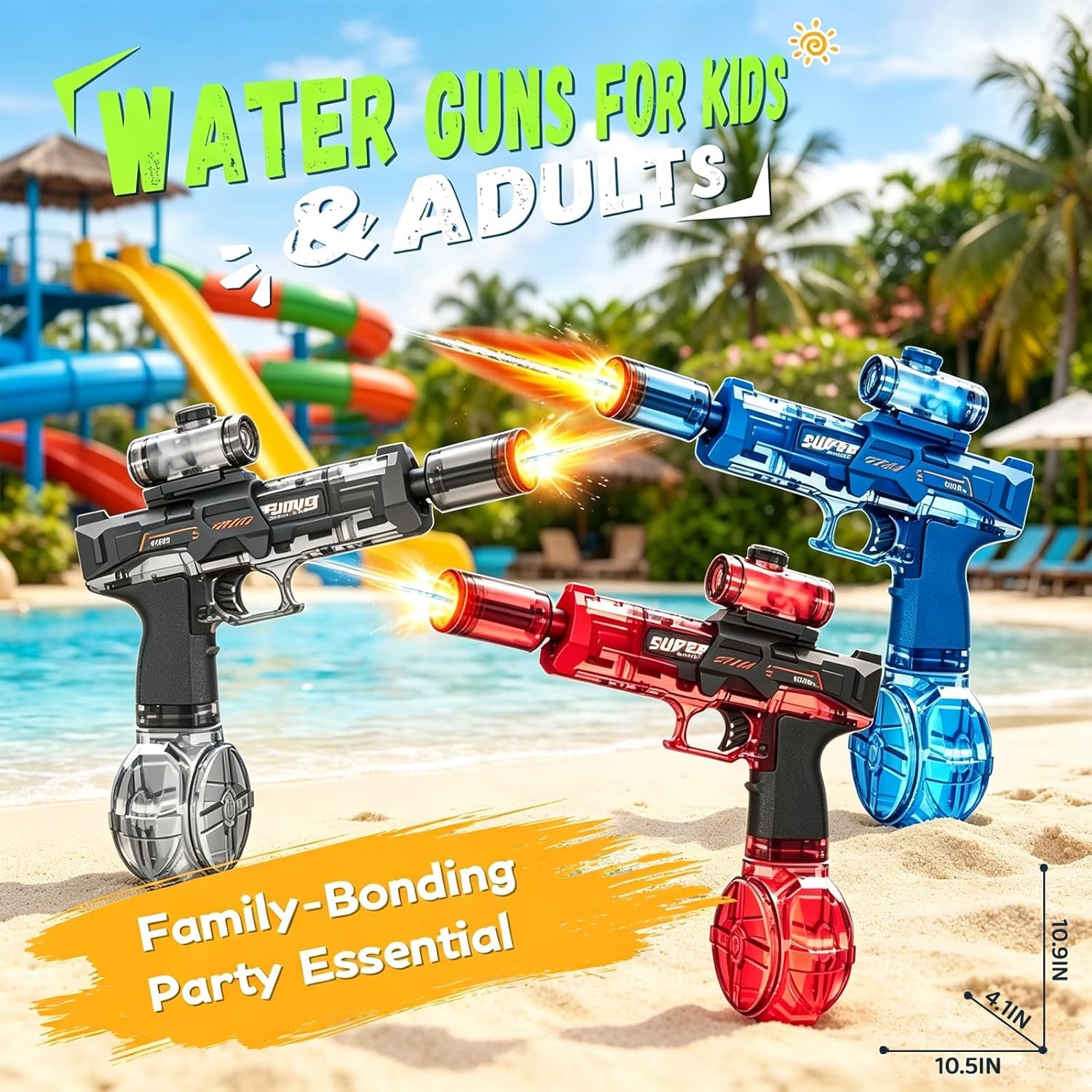 26 Feet Automatic Water Gun with Rechargeable Battery (2PC)