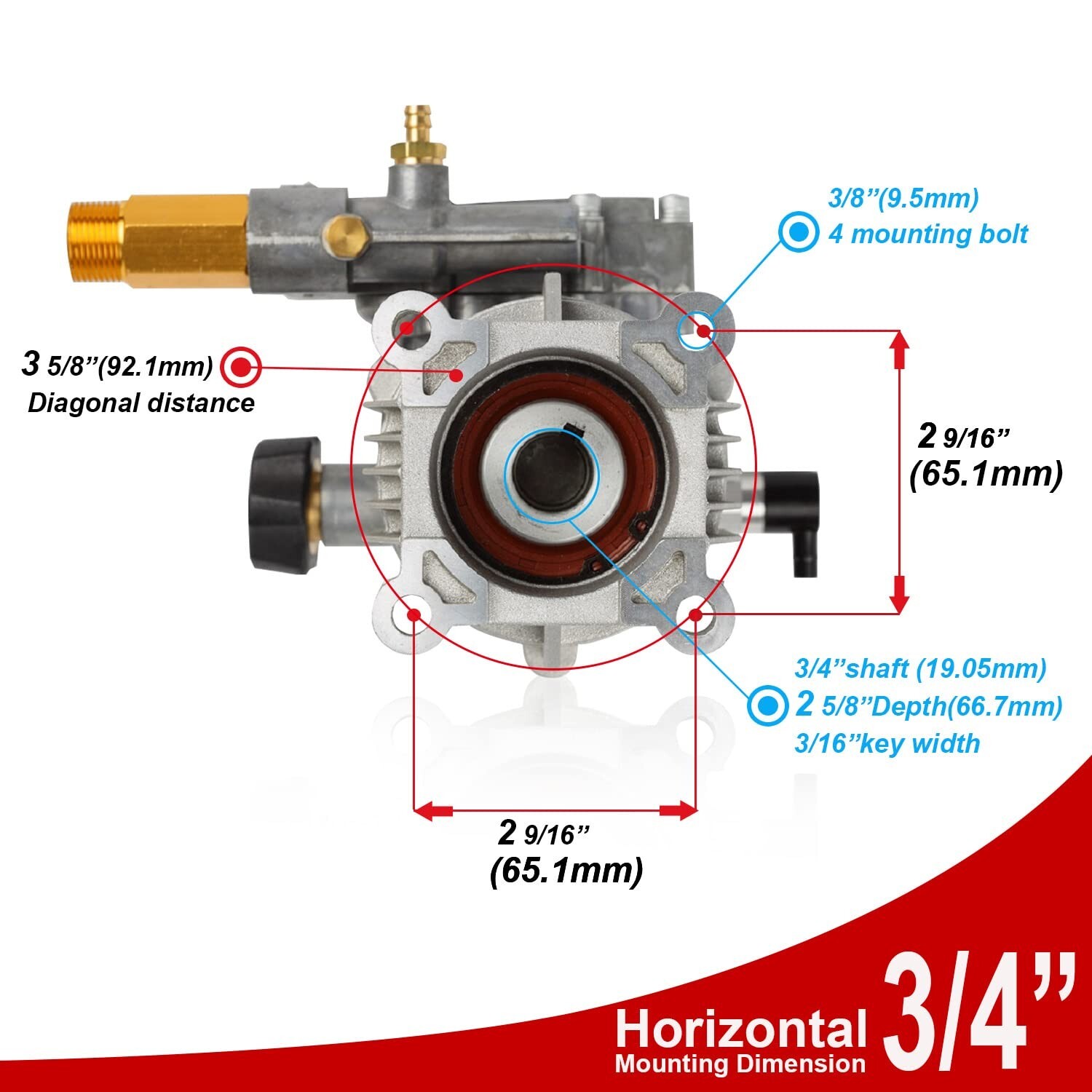 YAMATIC 3/4″ Shaft Horizontal Pressure Washer Pump 3000 PSI @ 2.5 GPM Replace…