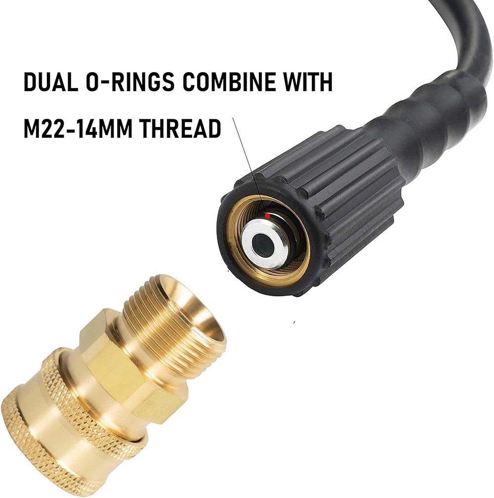 4PCS Brass Quick Disconnect Kit M22 14mm to 3/8″ High Pressure Washer Gun Hose